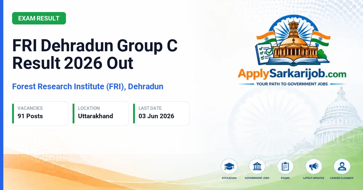 Forest Research Institute (FRI), Dehradun - Group C Recruitment Result Official Notification Poster & Schedule