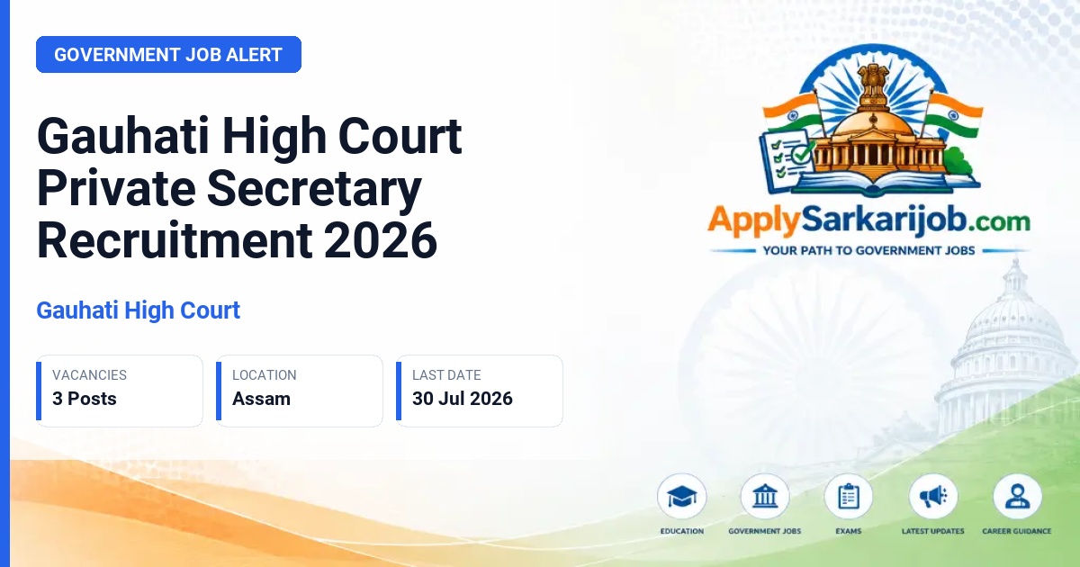 Gauhati High Court - Private Secretary (Stenographer Grade-I) Official Notification Poster & Schedule