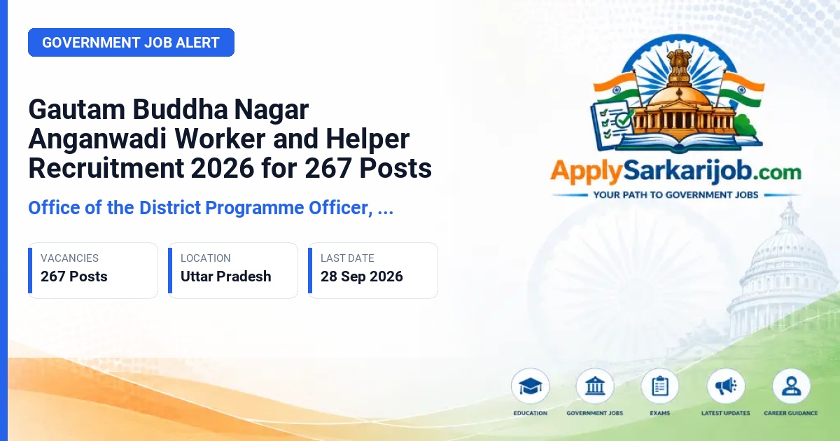 Office of the District Programme Officer, Gautam Buddha Nagar - Anganwadi Karyakatri (Worker) & Anganwadi Sahayika (Helper) Official Notification Poster & Schedule