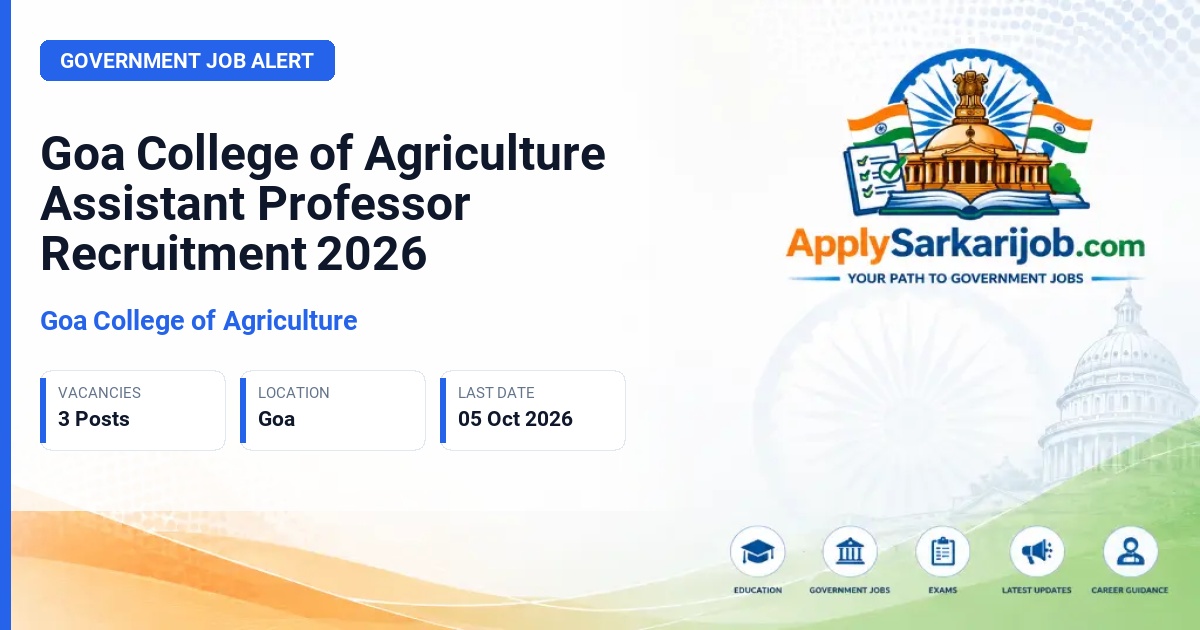 Goa College of Agriculture - Assistant Professor Official Notification Poster & Schedule