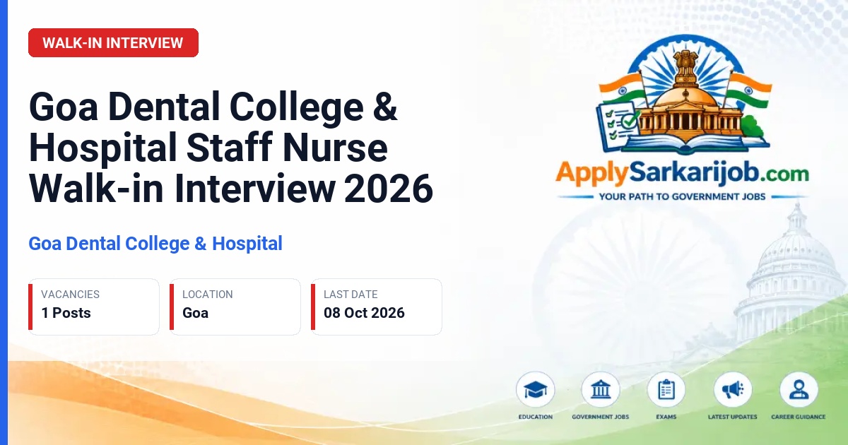 Goa Dental College & Hospital - Staff Nurse Official Notification Poster & Schedule