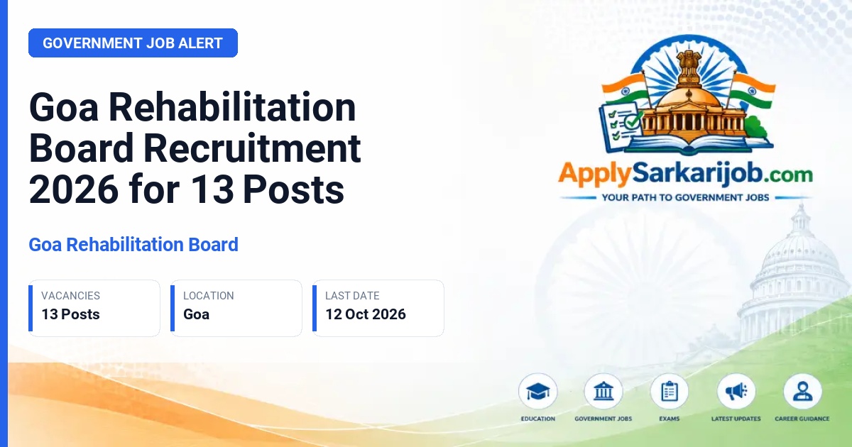Goa Rehabilitation Board - MTS, LDC, Draughtsman and Other Posts Official Notification Poster & Schedule