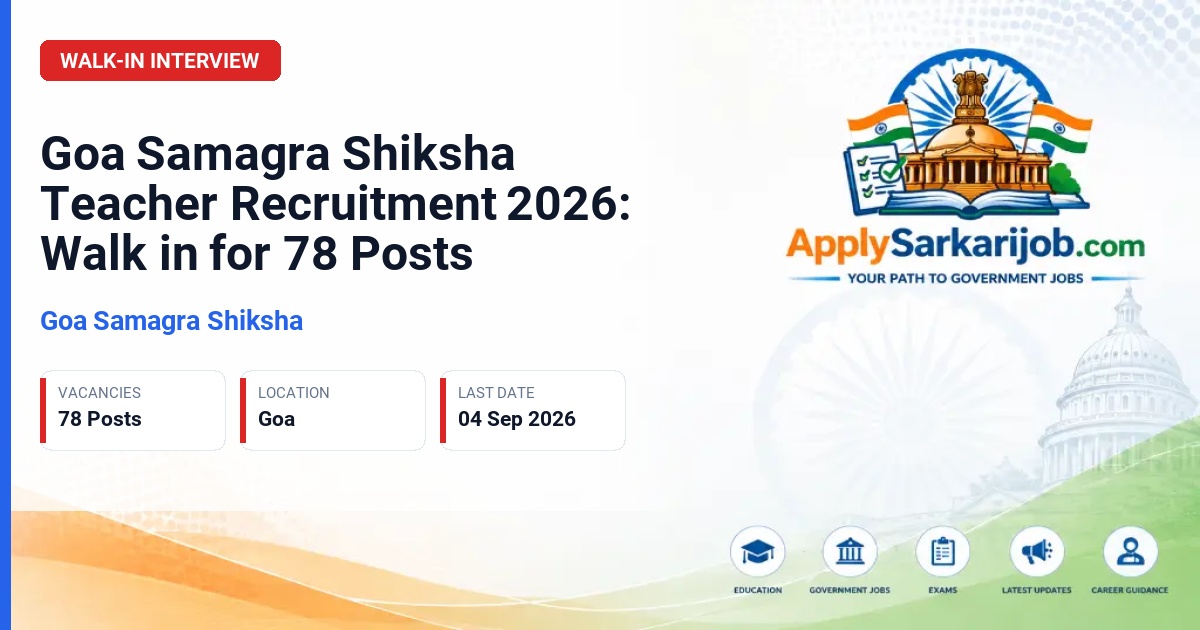 Goa Samagra Shiksha - Teacher (Foundational Stage) Official Notification Poster & Schedule