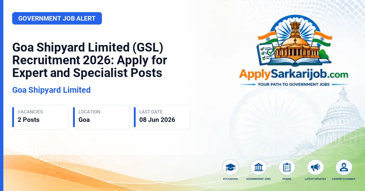 Goa Shipyard Limited - Expert / Specialist Official Notification Poster & Schedule