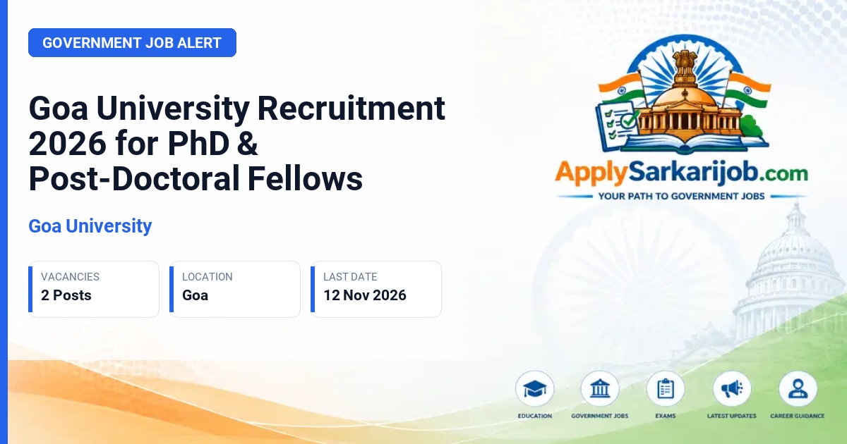 Goa University - PhD Fellow & Post-Doctoral Fellow Official Notification Poster & Schedule