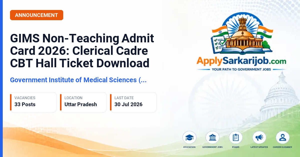 Government Institute of Medical Sciences (GIMS) - Record Keeper and Store Keeper Official Notification Poster & Schedule