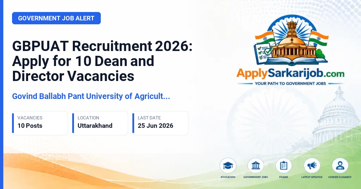 Govind Ballabh Pant University of Agriculture and Technology - Dean/Director Official Notification Poster & Schedule