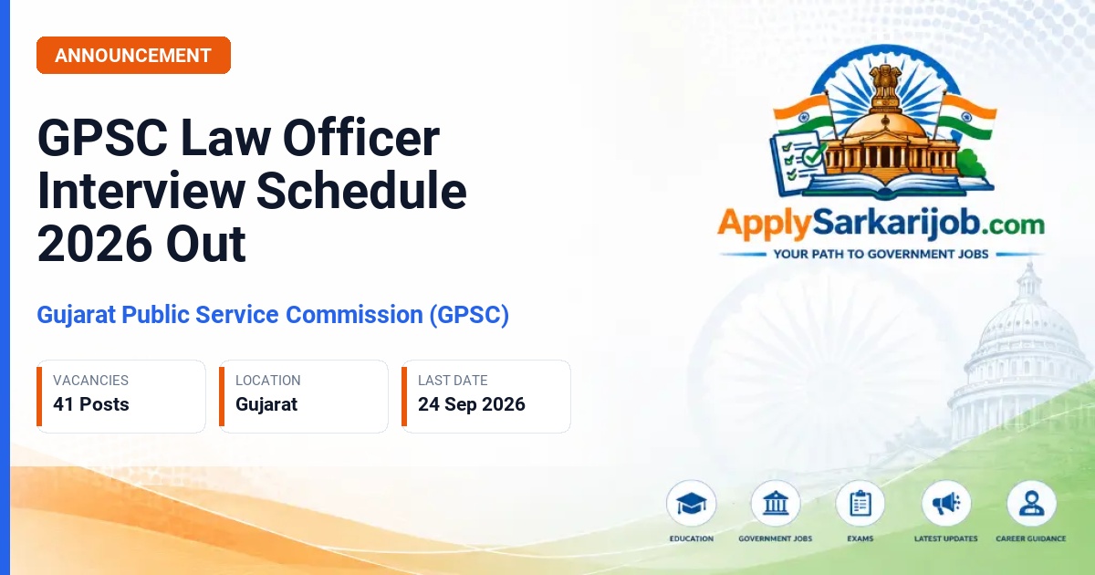 Gujarat Public Service Commission (GPSC) - Law Officer Official Notification Poster & Schedule