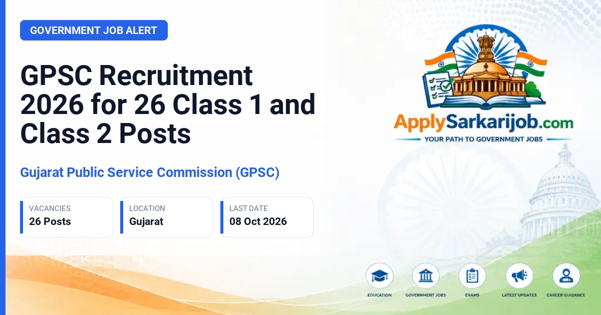 Gujarat Public Service Commission (GPSC) - Various Class 1 and Class 2 Posts Official Notification Poster & Schedule