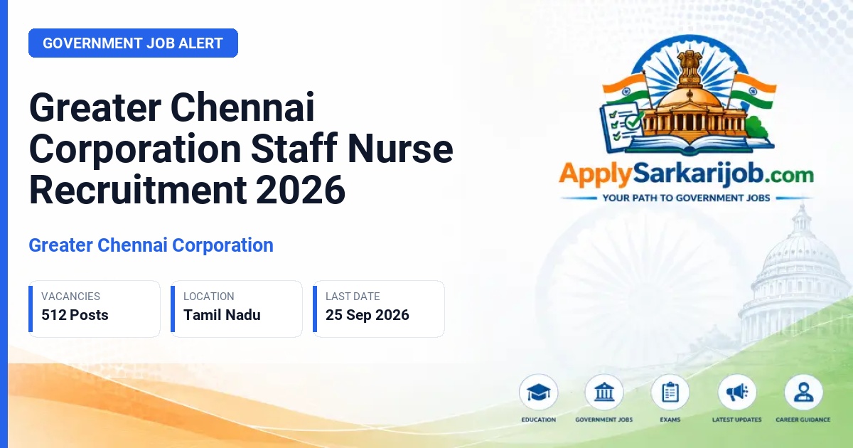 Greater Chennai Corporation - Contractual / Temporary Staff Nurse Official Notification Poster & Schedule