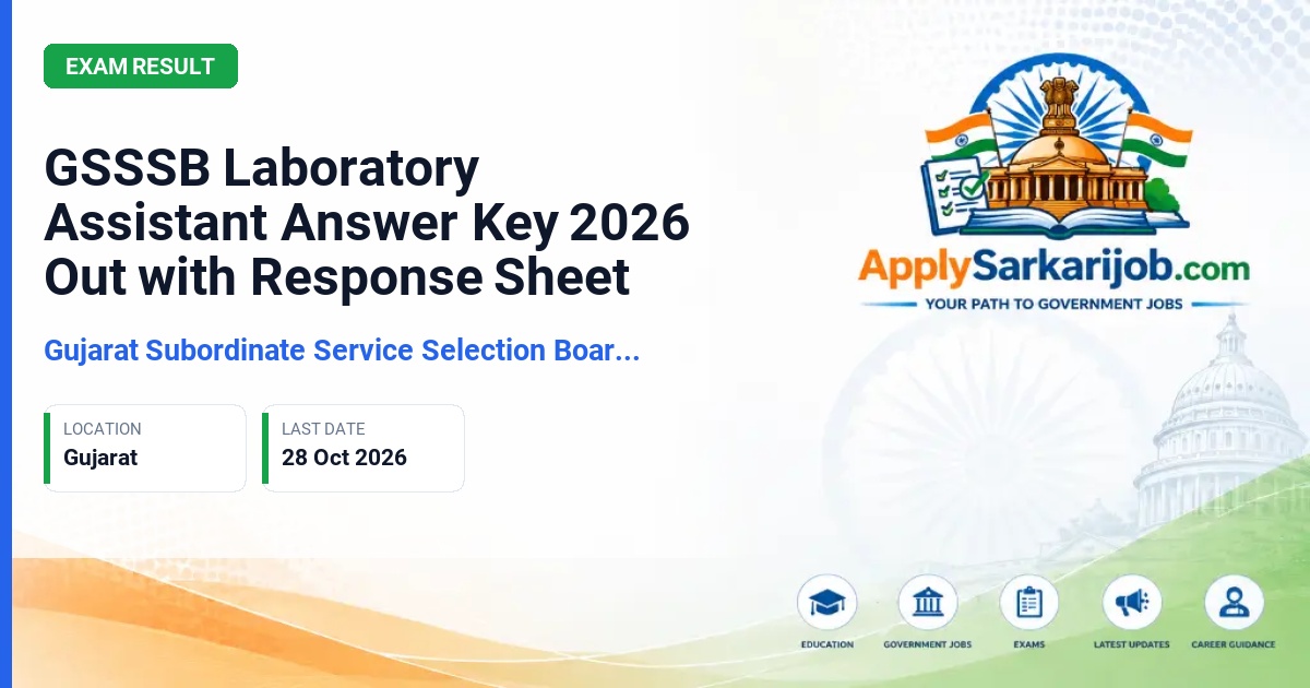 Gujarat Subordinate Service Selection Board (GSSSB) - Laboratory Assistant, Class-3 Official Notification Poster & Schedule