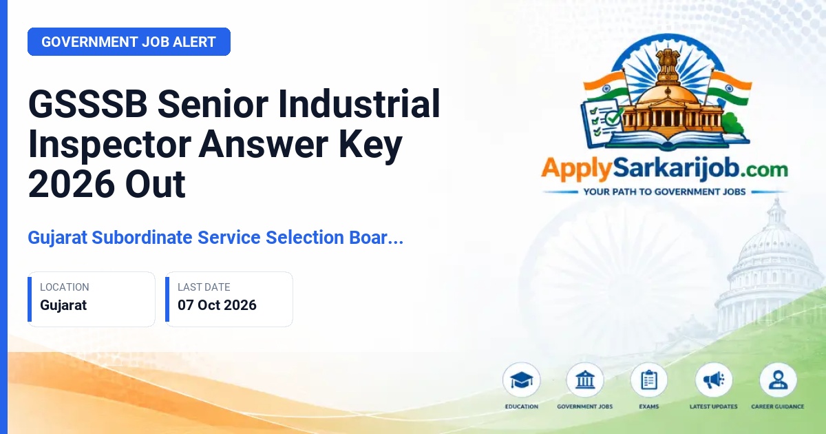 Gujarat Subordinate Service Selection Board (GSSSB) - Senior Industrial Inspector, Class-3 (SRD) Official Notification Poster & Schedule