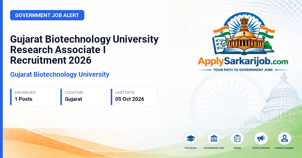 Gujarat Biotechnology University - Research Associate I Official Notification Poster & Schedule