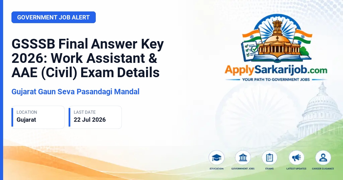 Gujarat Gaun Seva Pasandagi Mandal - Work Assistant and Additional Assistant Engineer (Civil) Official Notification Poster & Schedule