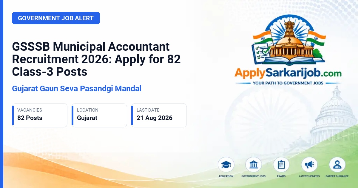 Gujarat Gaun Seva Pasandgi Mandal - Municipal Accountant (Class-3) Official Notification Poster & Schedule