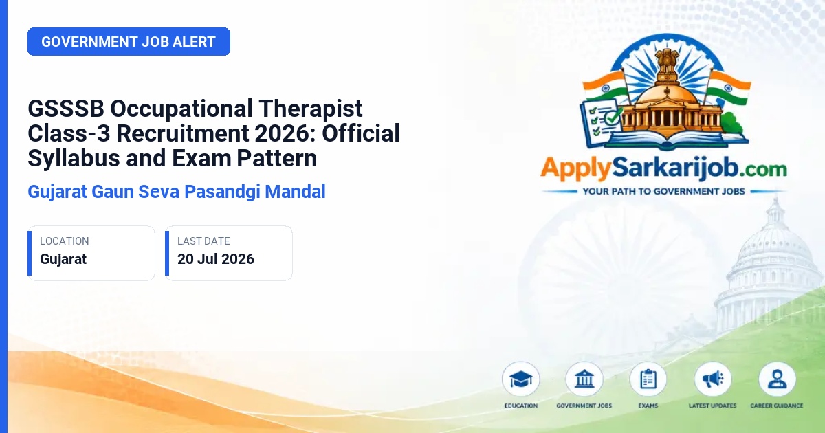 Gujarat Gaun Seva Pasandgi Mandal - Occupational Therapist, Class-3 Official Notification Poster & Schedule