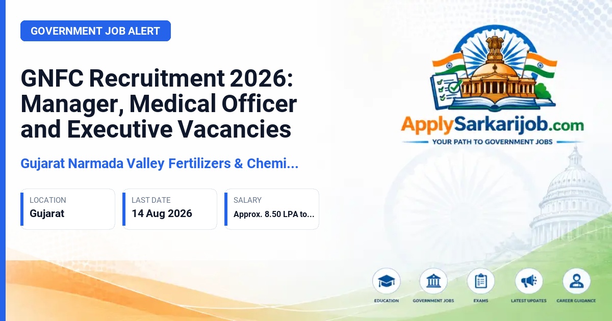 Gujarat Narmada Valley Fertilizers & Chemicals Ltd. (GNFC) - Medical Officer, Chief Manager, Senior Manager, and others Official Notification Poster & Schedule