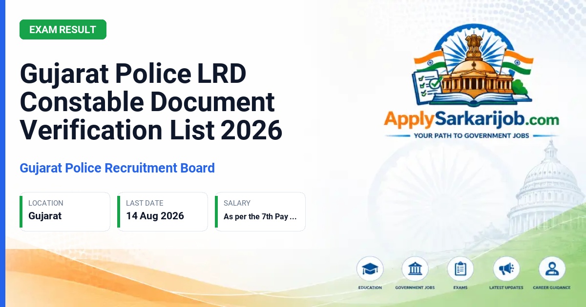 Gujarat Police Recruitment Board - Lokrakshak (Police Constable) Official Notification Poster & Schedule