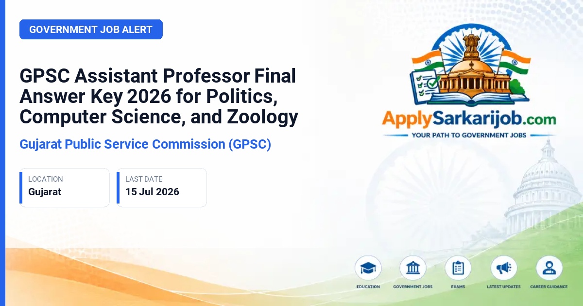 Gujarat Public Service Commission (GPSC) - Assistant Professor Official Notification Poster & Schedule