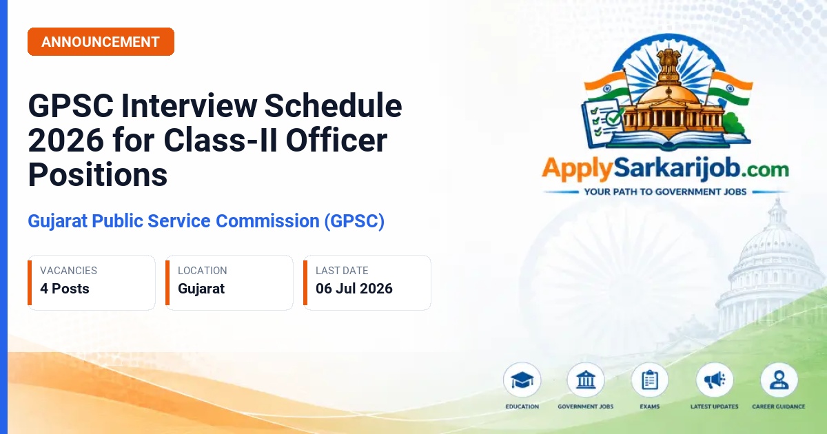 Gujarat Public Service Commission (GPSC) - Child Marriage Prevention Officer / Senior Superintendent Official Notification Poster & Schedule