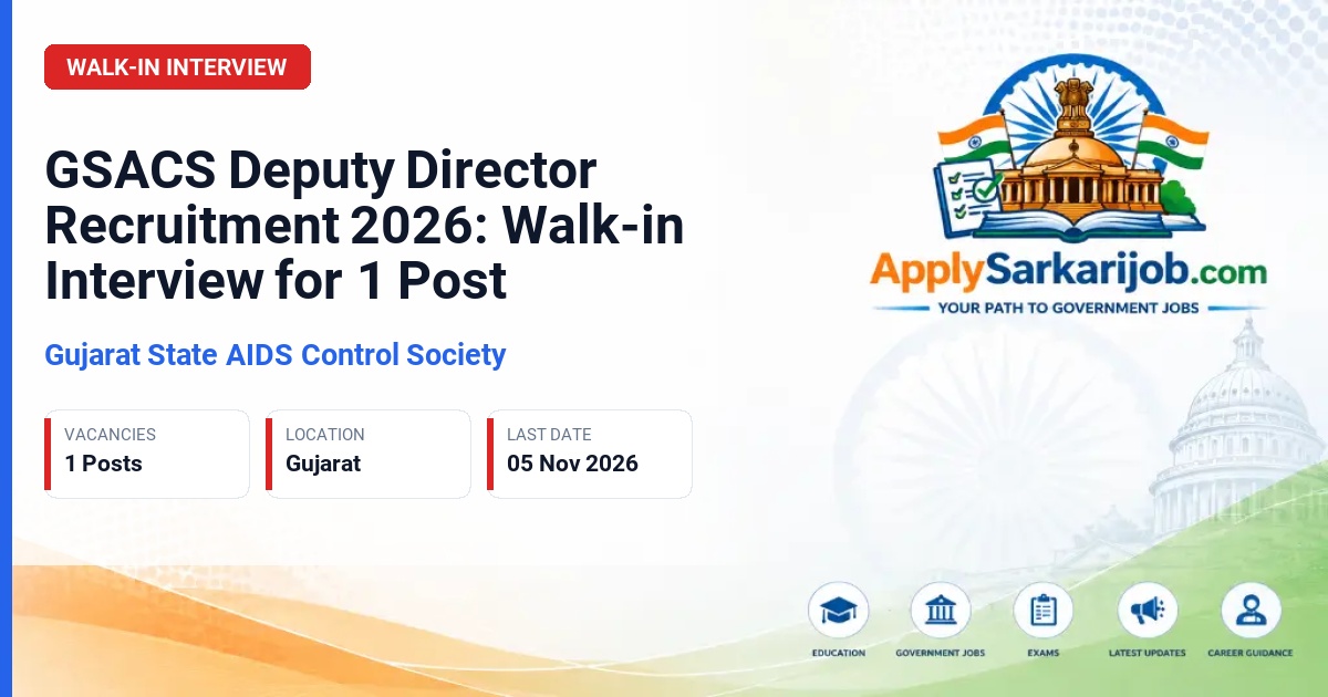 Gujarat State AIDS Control Society - Deputy Director (Lab Services Division) Official Notification Poster & Schedule