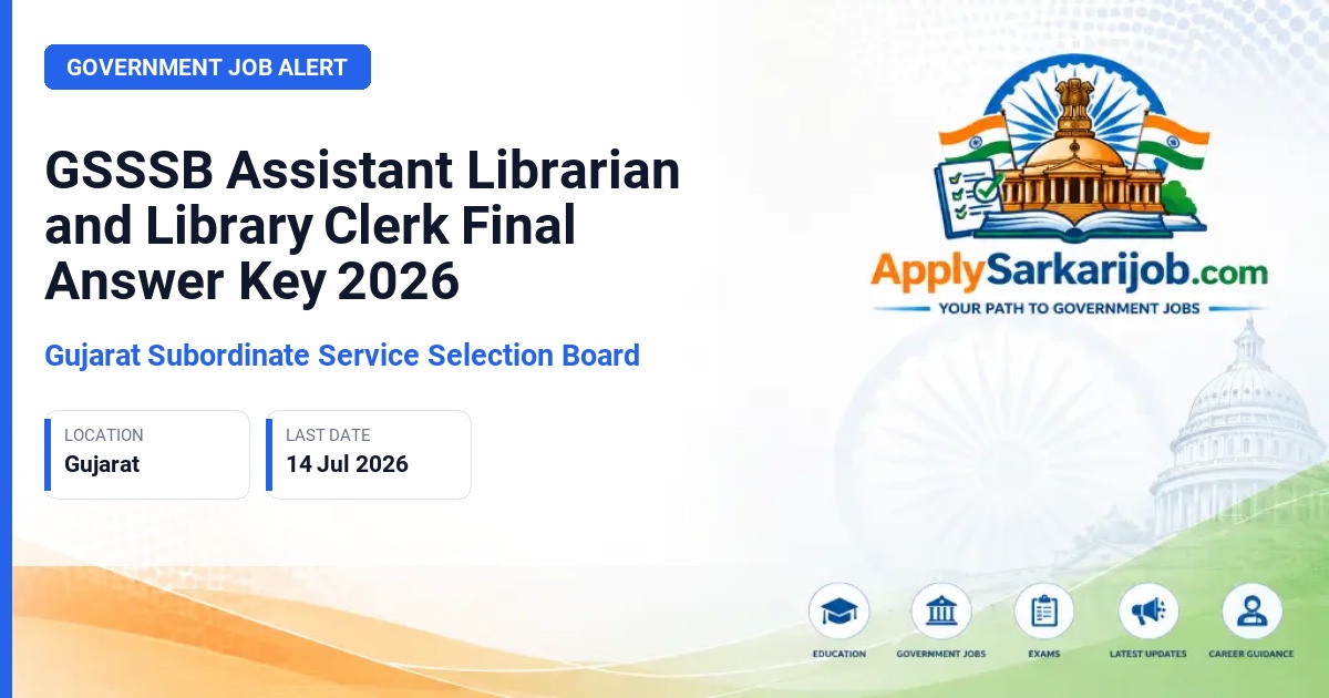 Gujarat Subordinate Service Selection Board - Assistant Librarian and Library Clerk Official Notification Poster & Schedule