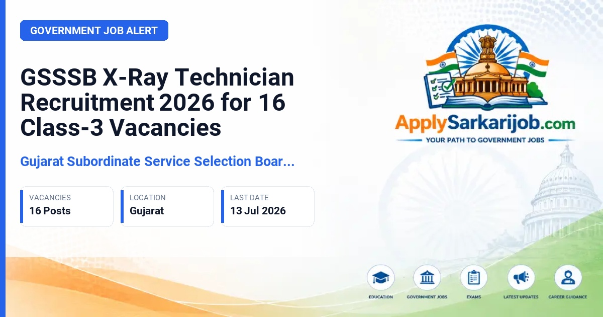 Gujarat Subordinate Service Selection Board (GSSSB) - X-Ray Technician Official Notification Poster & Schedule