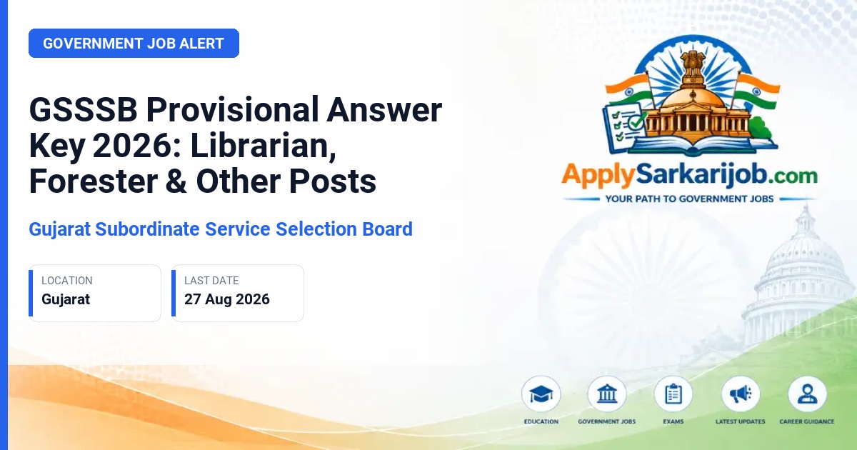 Gujarat Subordinate Service Selection Board - Assistant Librarian, Forester, and others Official Notification Poster & Schedule