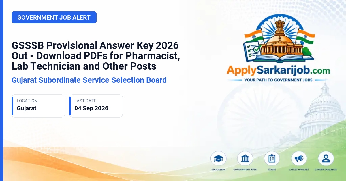 Gujarat Subordinate Service Selection Board - Junior Pharmacist, Laboratory Technician, X-Ray Technician, Supervisor Instructor, Senior Surveyor Official Notification Poster & Schedule