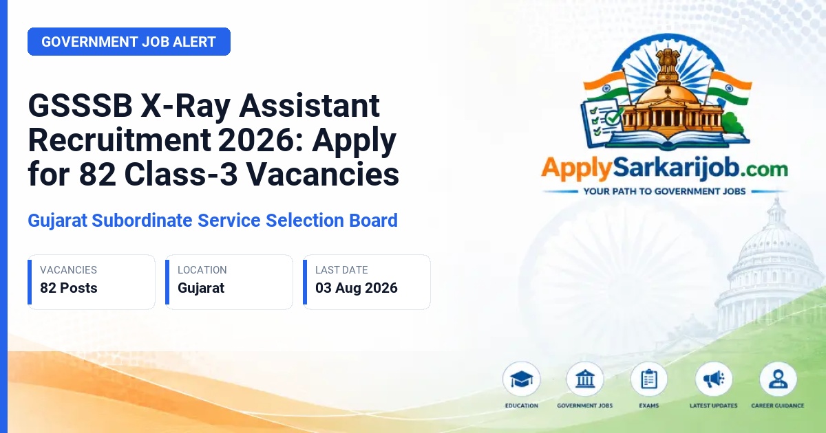 Gujarat Subordinate Service Selection Board - X-Ray Assistant, Class-3 Official Notification Poster & Schedule