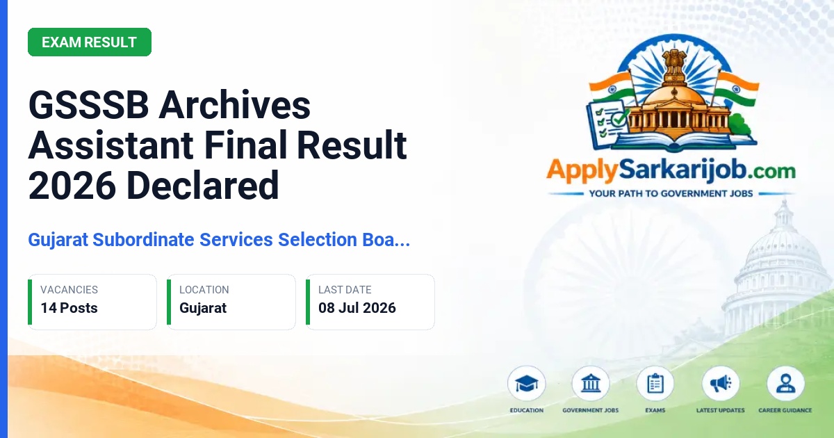 Gujarat Subordinate Service Selection Board (GSSSB) - Archives Assistant Official Notification Poster & Schedule