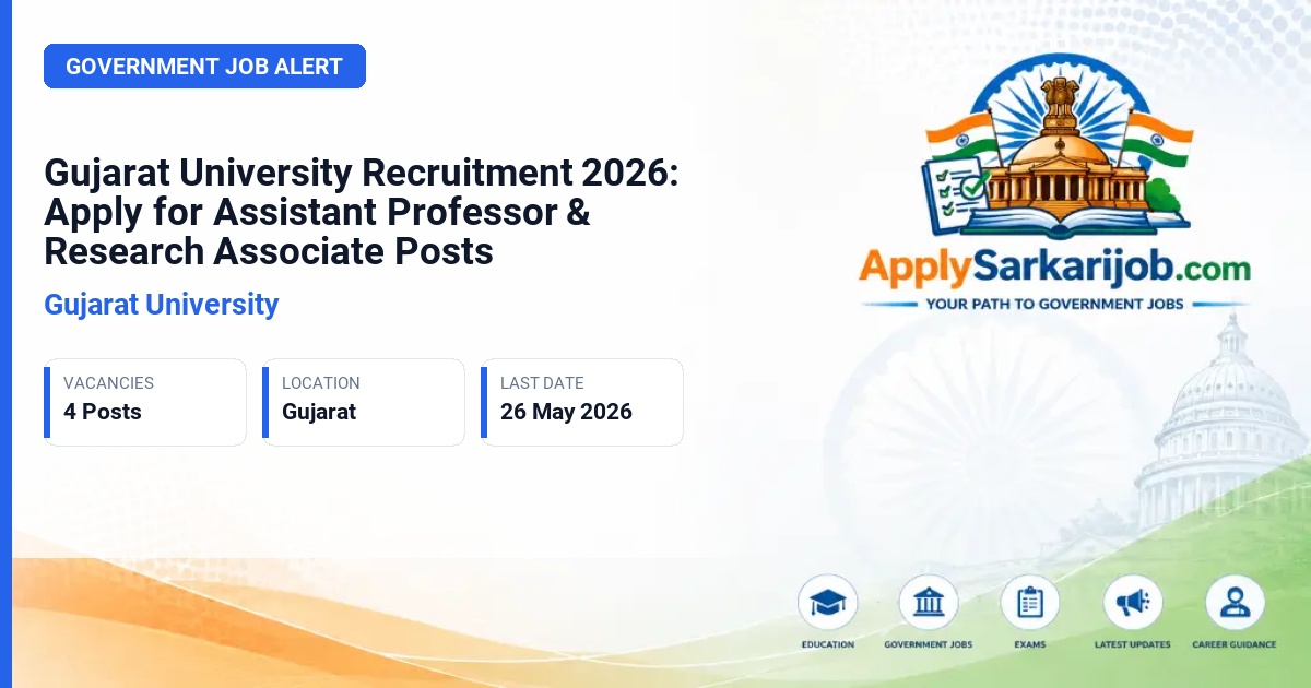 Gujarat University - Assistant Professor / Research Associate Official Notification Poster & Schedule