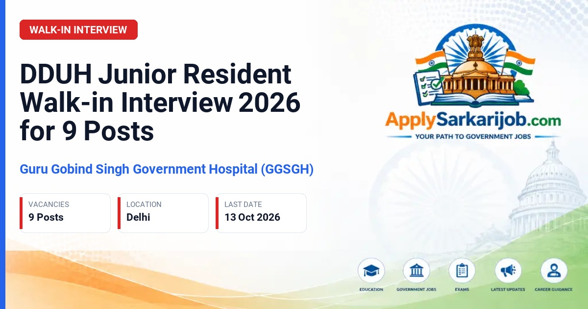 Guru Gobind Singh Government Hospital (GGSGH) - Junior Resident Official Notification Poster & Schedule