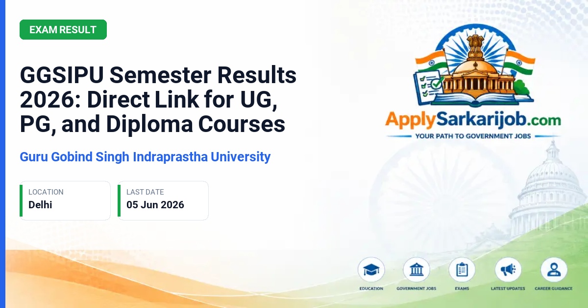 Guru Gobind Singh Indraprastha University - GGSIPU Semester Results 2026: Direct Link for UG, PG, and Diploma Courses Official Notification Poster & Schedule