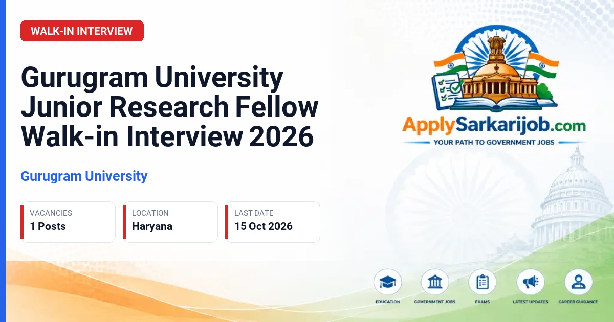 Gurugram University - Junior Research Fellow Official Notification Poster & Schedule