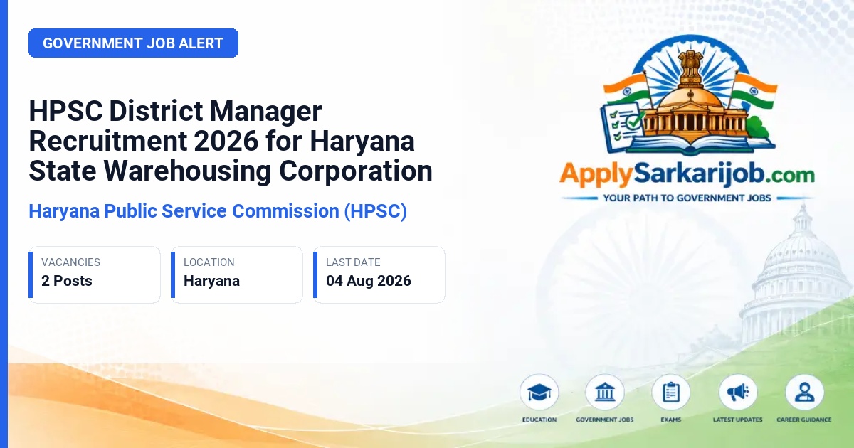 Haryana Public Service Commission (HPSC) - District Manager (Group-B) Official Notification Poster & Schedule