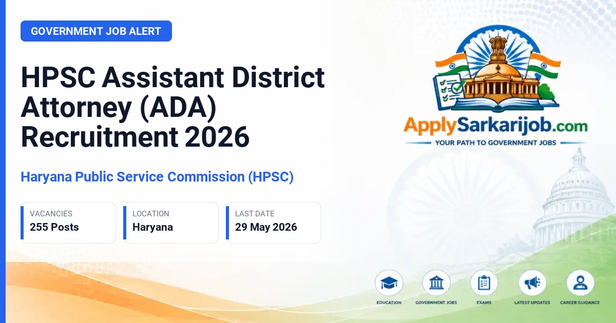 Haryana Public Service Commission (HPSC) - Assistant District Attorney (Group-B) Official Notification Poster & Schedule