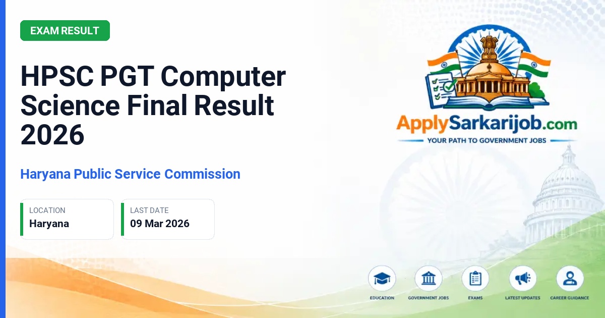 Haryana Public Service Commission - Post Graduate Teacher (PGT) - Computer Science Official Notification Poster & Schedule