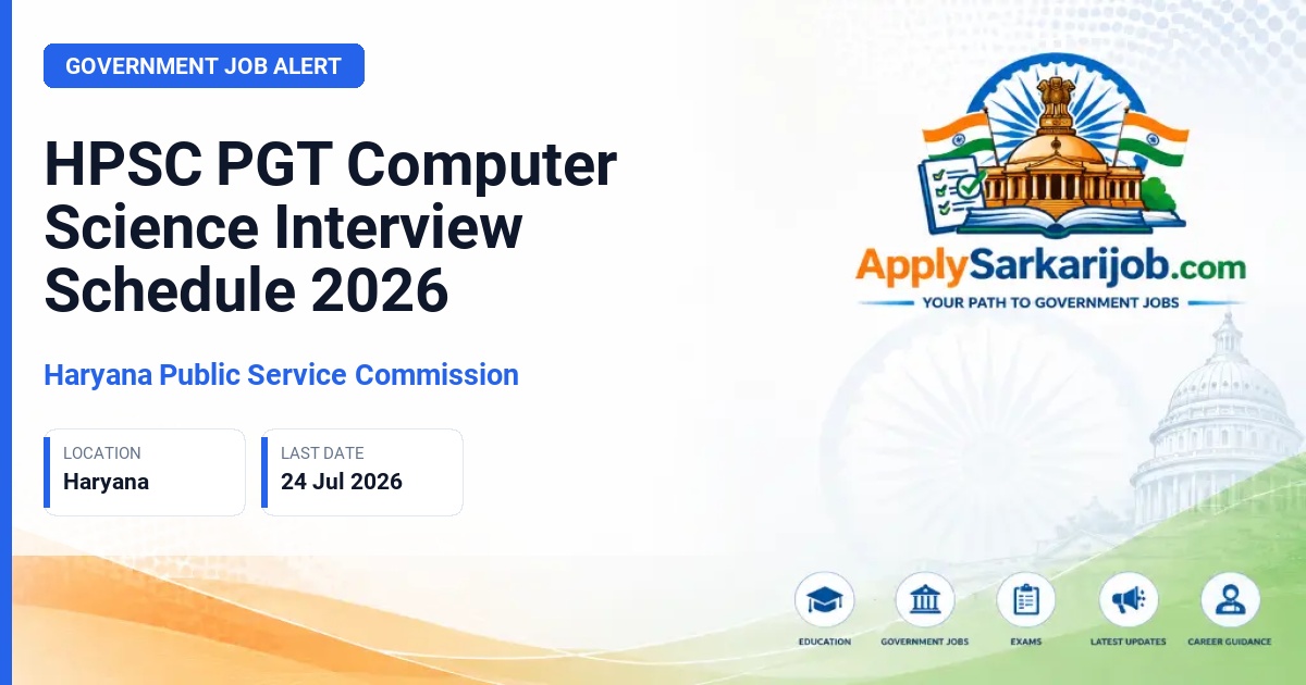 Haryana Public Service Commission - Post Graduate Teacher (PGT) Computer Science Official Notification Poster & Schedule