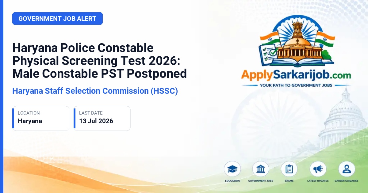 Haryana Staff Selection Commission (HSSC) - Male Constable (GD/GRP) Official Notification Poster & Schedule