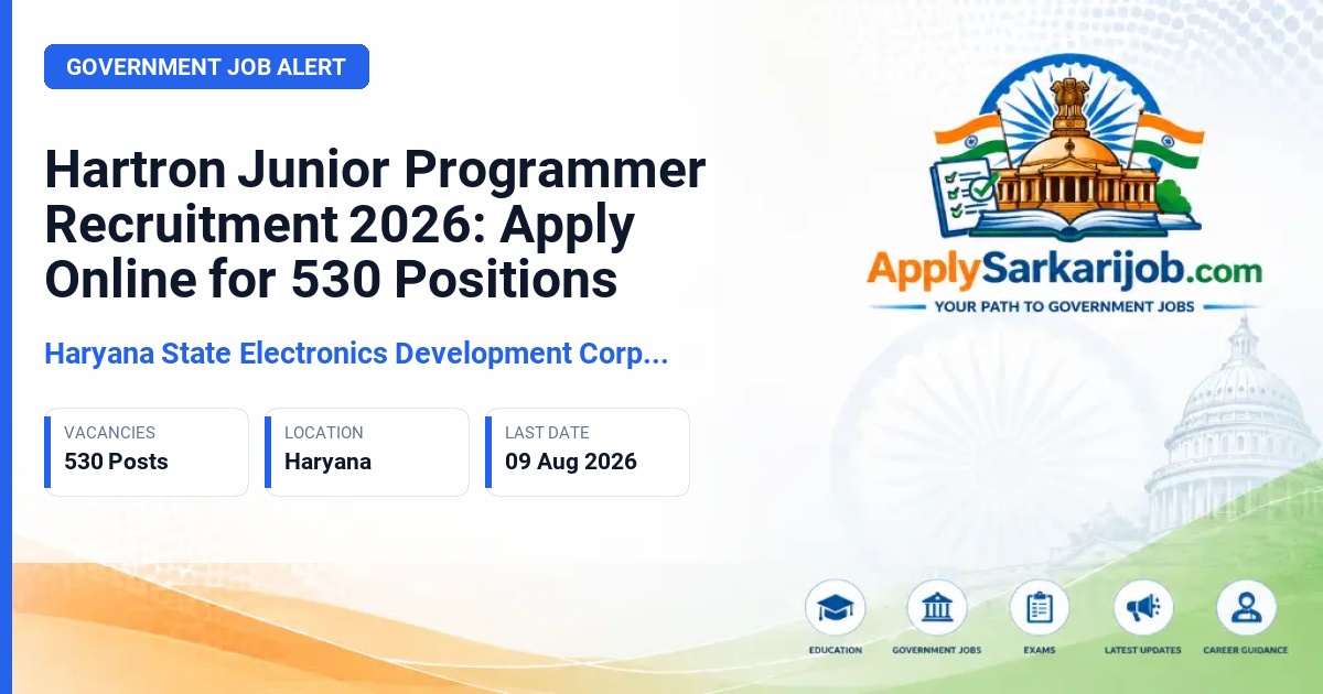 Haryana State Electronics Development Corporation Ltd. (Hartron) - Junior Programmer Official Notification Poster & Schedule