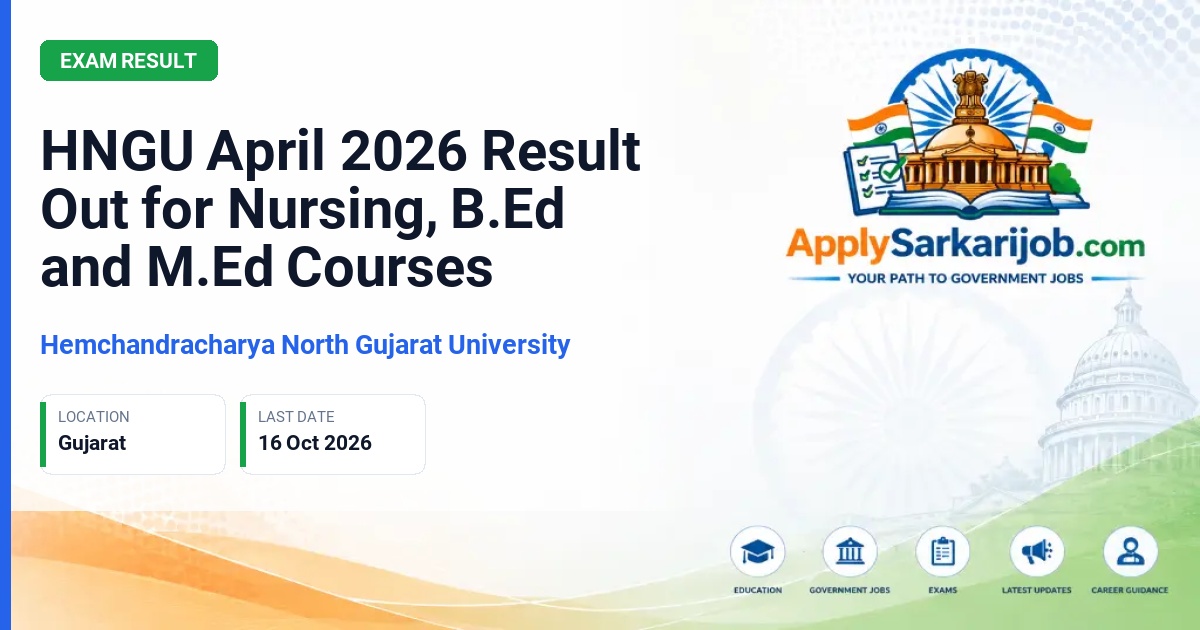 Hemchandracharya North Gujarat University - Result April 2026 Official Notification Poster & Schedule