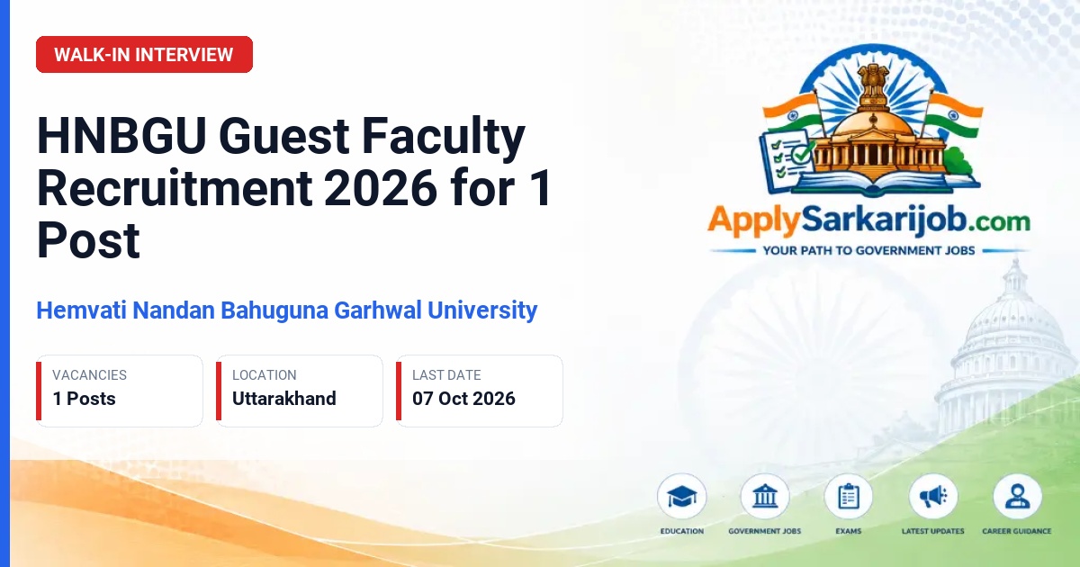 Hemvati Nandan Bahuguna Garhwal University - Guest Faculty (Rural Technology/Agricultural Extension Education/Communication) Official Notification Poster & Schedule
