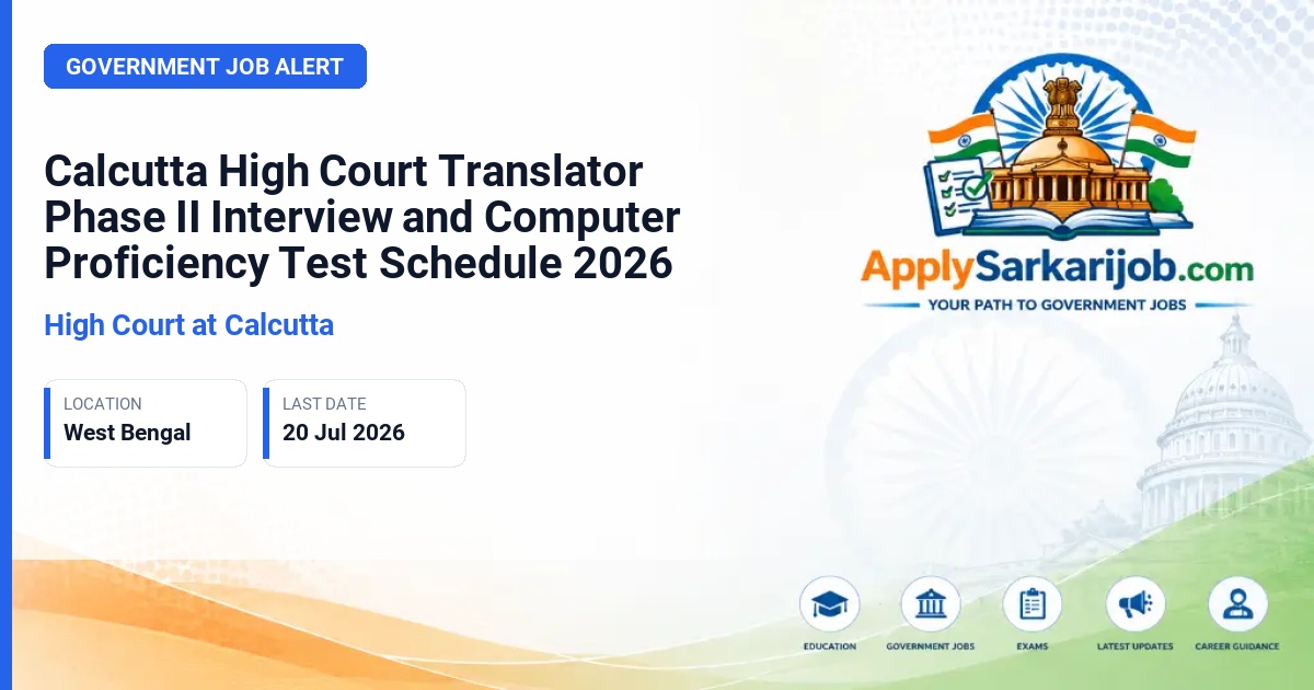 Calcutta High Court - Translator Official Notification Poster & Schedule