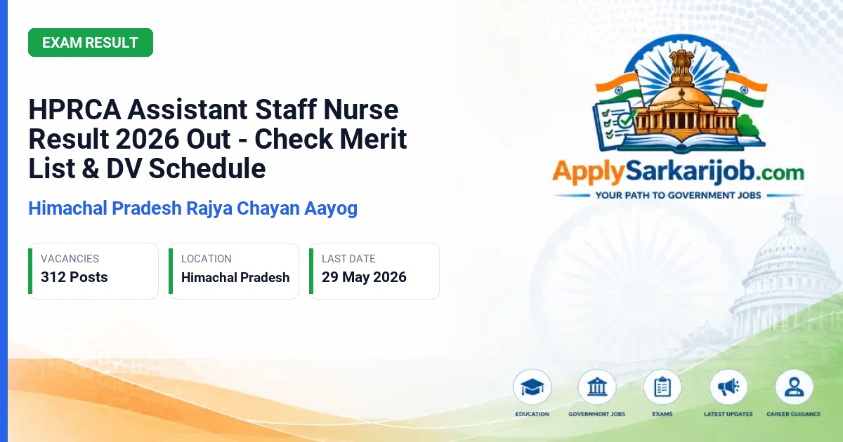 Himachal Pradesh Rajya Chayan Aayog (HPRCA) - Assistant Staff Nurse Official Notification Poster & Schedule