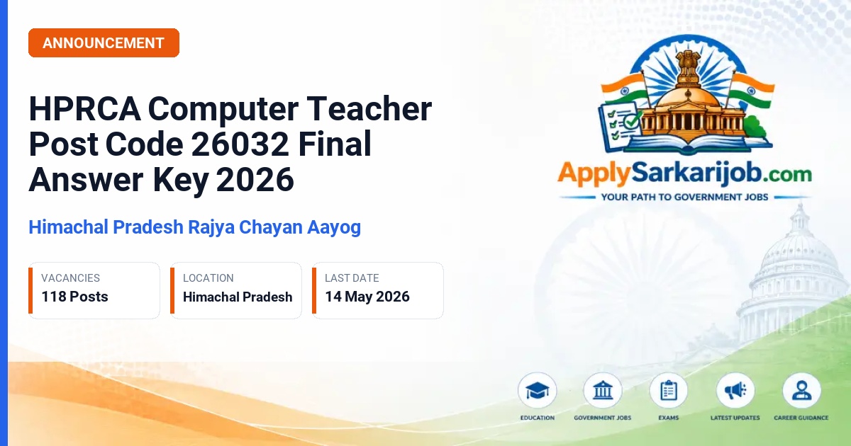 Himachal Pradesh Rajya Chayan Aayog - Computer Teacher (Post Code 26032) Official Notification Poster & Schedule