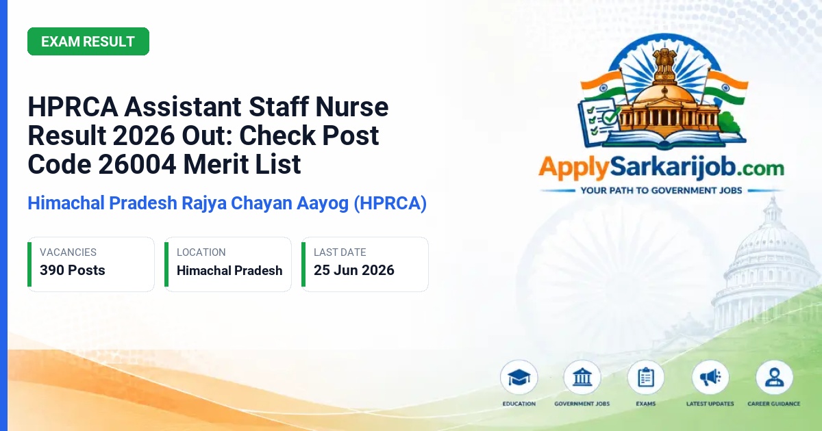 Himachal Pradesh Rajya Chayan Aayog (HPRCA) - Assistant Staff Nurse (Allopathy) Official Notification Poster & Schedule