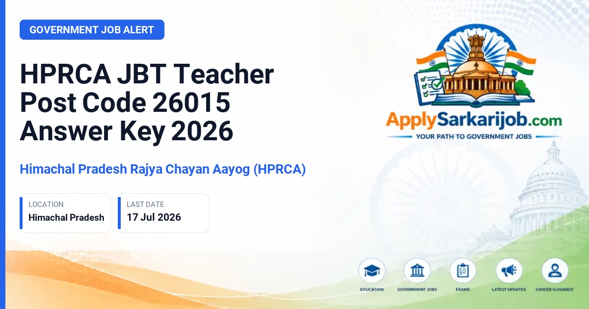 Himachal Pradesh Rajya Chayan Aayog (HPRCA) - Junior Basic Training (JBT) Teacher Official Notification Poster & Schedule