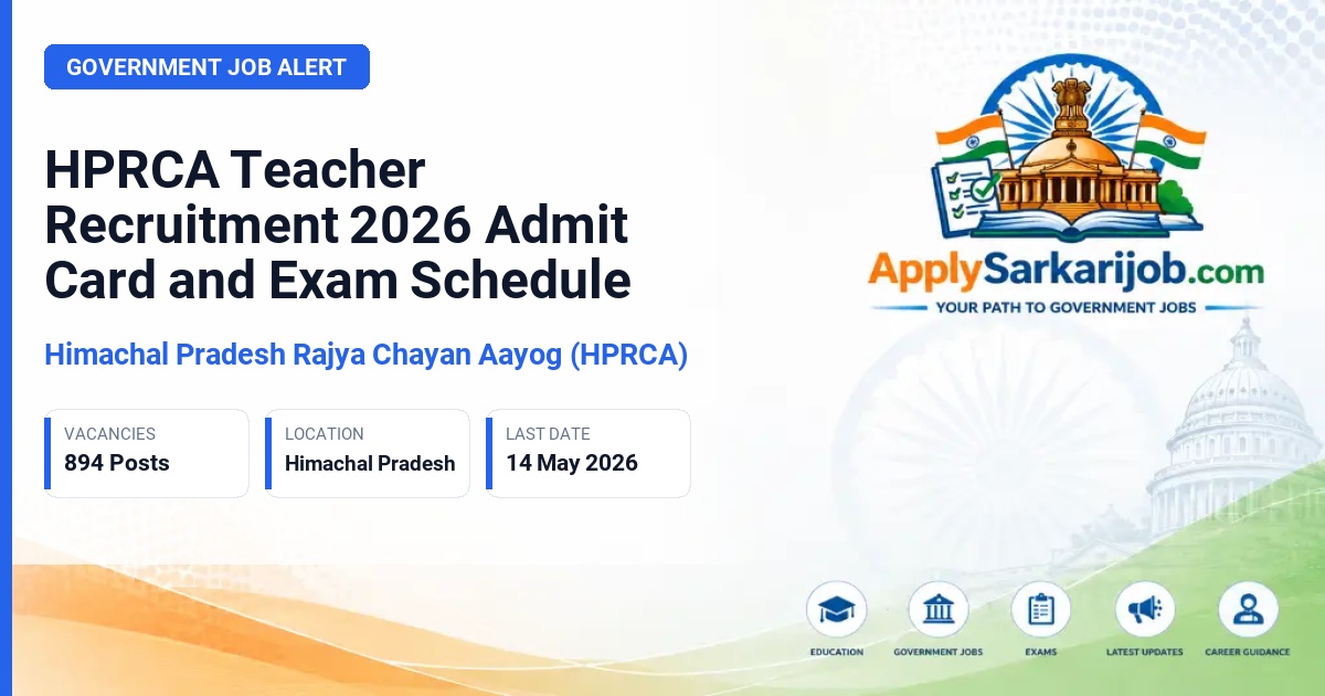 Himachal Pradesh Rajya Chayan Aayog (HPRCA) - Teacher Official Notification Poster & Schedule