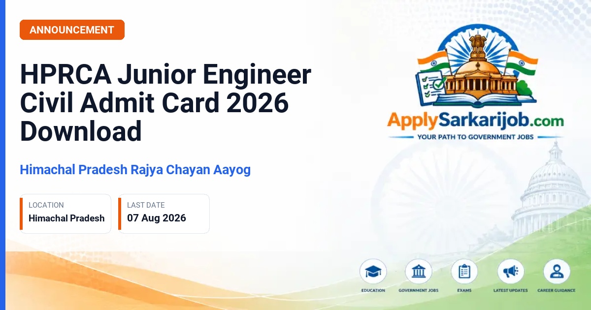 Himachal Pradesh Rajya Chayan Aayog - Junior Engineer (Civil) Official Notification Poster & Schedule